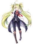  1girl book character_request gloves green_eyes green_hair hair_over_one_eye long_hair nyanya official_art original smile solo 