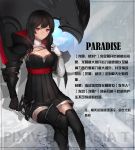  1girl black_hair chinese pixiv_fantasia pixiv_fantasia_t red_eyes short_hair solo swd3e2 thigh-highs translation_request 