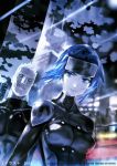  1boy 1girl artificial_eyes batou blue_eyes blue_hair bob_(biyonbiyon) bodysuit breasts ghost_in_the_shell ghost_in_the_shell_arise head_mounted_display kusanagi_motoko night short_hair white_hair 