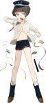  1boy bob_cut boots brown_eyes brown_hair full_body hat hirano_toushirou injury male_focus official_art open_mouth peaked_cap short_hair shorts simple_background solo tantou toinana torn_clothes touken_ranbu transparent_background 