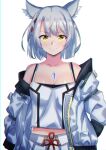  1girl absurdres camisole chest_jewel highres jacket latte mio_(xenoblade) shoulder_strap solo tank_top white_camisole white_hair white_jacket white_tank_top xenoblade_chronicles_(series) xenoblade_chronicles_3 yellow_eyes 