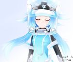  1girl artist_name blanc blue_hair closed_eyes hat keenh neptune_(series) next_white shin_jigen_game_neptune_vii solo white_heart 