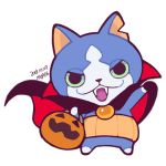  artist_name cape character_request cowl dated dracula fangs ghost-pepper green_sclera halloween jack-o&#039;-lantern lowres no_humans simple_background solo white_background youkai_watch 