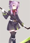  gren_eyes hiiragi_shinoa long_hair owari_no_seraph purple_hair scythe uniform 