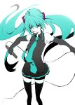  1girl gachako hatsune_miku microphone necktie skirt twintails vocaloid 