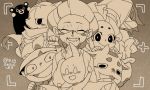  artist_name bear blush_stickers cape cat character_request crossed_arms dated fuyunyan glasses kappa_(youkai_watch) kudan_(youkai_watch) kumamon monochrome ningyo_(youkai_watch) open_mouth scar sg_(suuchan) smile twitter_username youkai youkai_guts_k youkai_watch youkai_watch_2 zashikiwarashi_(youkai_watch) 