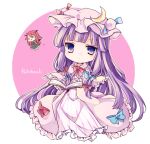  chibi headdress long_hair patchouli_knowledge purple_eyes touhou violet_hair 