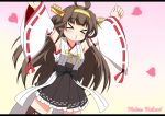  &gt;_&lt; 1girl :3 ahoge brown_hair commentary_request kantai_collection kongou_(kantai_collection) solo stolas_(lemegeton) tagme x3 