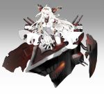  armband bare_shoulders claws criin_(659503) detached_sleeves headwear kantai_collection kongou_(kantai_collection) pale_skin red_eyes shinkaisei-kan white_hair 