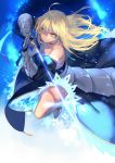  1girl armor blonde_hair fate/stay_night fate_(series) green_eyes joseph_lee saber solo sword weapon 