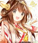  1girl artist_name brown_hair detached_sleeves english face hairband kantai_collection kongou_(kantai_collection) long_hair looking_at_viewer namie-kun open_mouth solo upper_body 