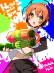  green_eyes headphones hoshizora_rin ichinose_yukino love_live!_school_idol_project navel orange_hair paint splatoon super_soaker 