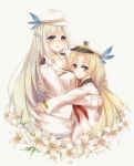  2girls blonde_hair flower highres hug lexington_(warship_girls_r) long_hair multiple_girls saratoga_(warship_girls_r) tagme warship_girls_r yuemanhuaikong 