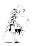  belt boots character_request dress eien_no_aselia highres long_hair monochrome naofumi_takase polearm spear twintails very_long_hair weapon 
