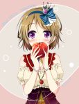  apple blush brown_hair crown dress koizumi_hanayo love_live!_school_idol_project purple_eyes short_hair 