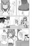  &gt;_&lt; 1boy 1girl admiral_(kantai_collection) anchor blush comic commentary_request flying_sweatdrops glasses gloves hat headgear highres kantai_collection long_sleeves masara military military_uniform monochrome nose_blush peaked_cap shaded_face short_hair sweat taihou_(kantai_collection) translation_request uniform wavy_mouth 