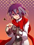  1boy ahoge almaz_von_almadine_adamant artist_request bangs black_hair blue_eyes disgaea gloves makai_senki_disgaea_3 open_mouth payot red_scarf scarf shadow solo 