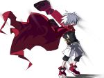  1boy artist_request bangs disgaea glasses highres jacket makai_senki_disgaea_3 mao_(disgaea) pointy_ears round_glasses short_hair solo white_hair 