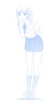  bent_over himura_kiseki monochrome original pleated_skirt school_uniform skirt socks twintails 