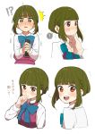  ! 1girl blush brown_eyes controller green_hair ishihara_saika kantai_collection remote_control school_uniform short_hair smile takanami_(kantai_collection) 