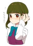  1girl brown_eyes green_hair ishihara_saika kantai_collection school_uniform short_hair solo takanami_(kantai_collection) 