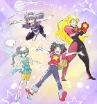  amethyst_(steven_universe) amethyst_(steven_universe)_(cosplay) backpack bag blake_belladonna blonde_hair bow crossover garnet_(steven_universe) garnet_(steven_universe)_(cosplay) gauntlets hair_bow long_hair pearl_(steven_universe) pearl_(steven_universe)_(cosplay) redhead ruby_rose rwby sandals short_hair steven_quartz_universe steven_quartz_universe_(cosplay) steven_universe sunglasses sword weapon weiss_schnee whip white_hair yang_xiao_long 