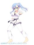  1girl barefoot breasts character_request dougi fighting_stance karate karate_gi large_breasts martial_arts official_art wrist_wraps yuyumatsu 