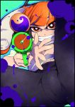  bike_shorts inkling orange_eyes orange_hair splatoon super_soaker suzu_(suzuko) tentacle_hair 