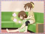   barefoot brown_hair casual chunpai couch closed_eyes feet hirasawa_ui hirasawa_yui k-on! massage short_hair siblings sisters  