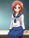  saki school_uniform sitting solo takei_hisa 