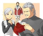  hal_emmerich hinoe maid metal_gear_solid metal_gear_solid_4 old_snake santa_costume silver_hair solid_snake sunny_gurlukovich 