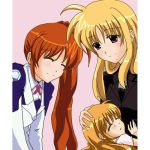  brown_hair family fate_testarossa mahou_shoujo_lyrical_nanoha mahou_shoujo_lyrical_nanoha_strikers ponytail takamachi_family takamachi_nanoha vivio 