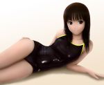  brown_hair lying on_side one-piece_swimsuit original siraha smile swimsuit 