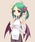  demon_girl green_hair horns original pantyhose pointy_ears wings yuuki_(silent_moon) 