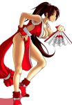  cleavage fatal_fury highres king_of_fighters large_breasts long_hair pleasure-treasure ponytail shiranui_mai solo very_long_hair 