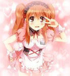  1girl apron asahina_mikuru bad_id blush corset maruki_(punchiki) mikuru_beam solo suzumiya_haruhi_no_yuuutsu v waitress 