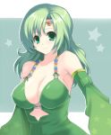  breasts cleavage detached_sleeves final_fantasy final_fantasy_iv green_eyes green_hair large_breasts mayachi_(amuriya) rate_(pixiv) rydia smile star 