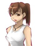  brown_hair dog_tags dogtags earrings jewelry kusanabe_mari necklace ponytail sleeveless tank_top tokyo_magnitude_8.0 