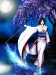  japanese_clothes kara_no_kyoukai katana kimono moon ryougi_shiki short_hair solo sword water weapon 