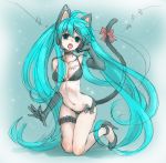  animal_ears aqua_eyes aqua_hair bikini cat_ears elbow_gloves gloves hatsune_miku headphones headset high_heels kemonomimi_mode kneeling lalamix long_hair musical_note open_mouth ribbon shoes side-tie_bikini sketch solo swimsuit tail twintails very_long_hair vocaloid 