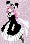  blush boots dress gothic hands head_wings headwings long_hair mattaku_mosuke original pink_hair 