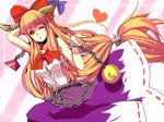  blonde_hair chain chains horns ibuki_suika long_hair orange_hair touhou uoshi wink yellow_eyes 