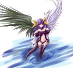  blue_hair dizzy from_above guilty_gear midriff red_eyes ribbon syarute tail thighhighs water wings 