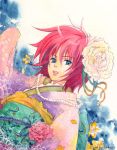  chikican flower gensou_suikoden gensou_suikoden_v hair_flower hair_ornament isabel japanese_clothes kankichi kimono lowres red_hair redhead short_hair suikoden suikoden_v 