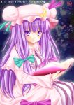  book crescent hat long_hair patchouli_knowledge pengin_guriko purple_eyes purple_hair solo touhou violet_eyes 