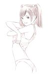  1girl monochrome original panties short_hair sketch solo tank_top traditional_media twintails underwear yoshitomi_akihito 