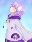  1girl choker choujigen_game_neptune d-pad highres hoodie jacket neptune_(choujigen_game_neptune) neptune_(series) purple_hair 