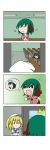  /\/\/\ 2girls 4koma :d ^_^ absurdres animal_ears blonde_hair chibi classroom closed_eyes comic flying_sweatdrops green_hair hat highres kasodani_kyouko kitashirakawa_chiyuri multiple_girls murasa_minamitsu neckerchief open_mouth rakugaki-biyori sailor_hat school_uniform serafuku shirt silent_comic skirt smile surprised tail touhou touhou_(pc-98) 