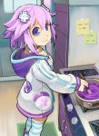  choujigen_game_neptune cooking d-pad hair_ornament jacket looking_at_viewer neptune_(choujigen_game_neptune) neptune_(series) pot purple_hair segamark violet_eyes 
