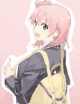  1girl backpack bag blazer hair_bun henken pink_hair school_uniform short_hair yahari_ore_no_seishun_lovecome_wa_machigatteiru. yuigahama_yui 